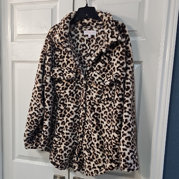 New Adrienne Vittadini Sport Leopard Print Teddy Exotic Jacket Large - Picture 10 of 13